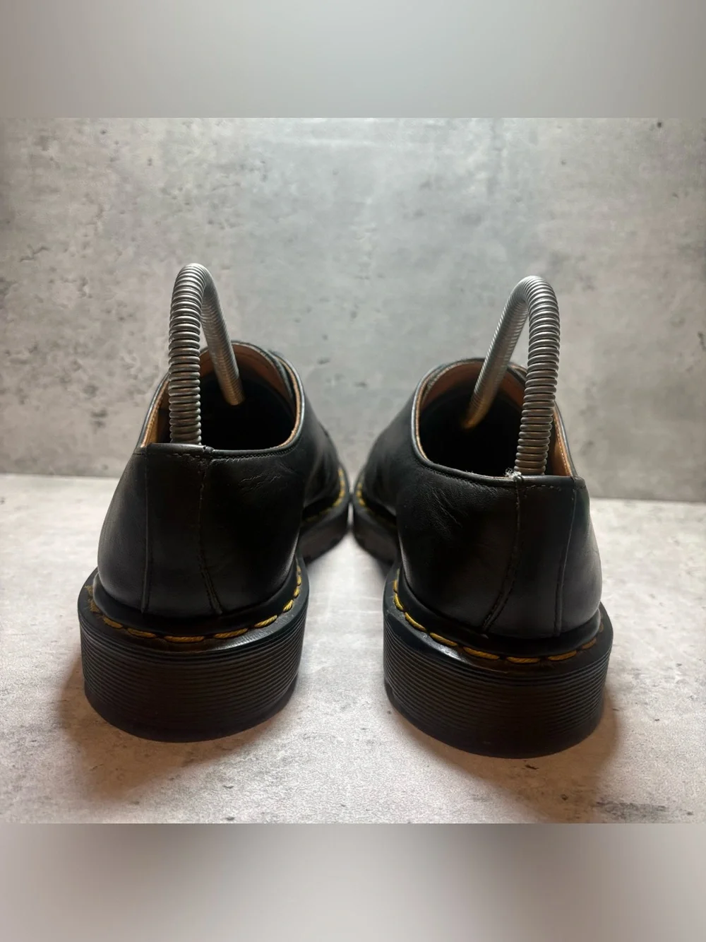 Vtg Doc Dr Martens 1461 Made in England Black Chunky Leather Oxfords Womens 7